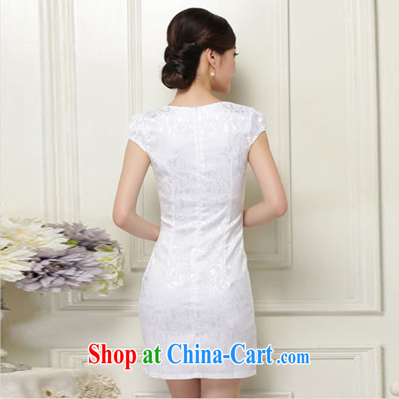 2015 summer edition Korea beauty and Stylish retro petal collar short-sleeve Chinese qipao, long dress light blue M charm, as well as Asia and (Charm Bali), online shopping