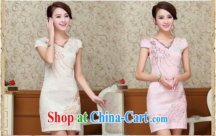Barbie charm and Asia 2015 summer Korean beauty and stylish retro petal collar short-sleeved Chinese qipao, long dresses light yellow L pictures, price, brand platters! Elections are good character, the national distribution, so why buy now enjoy more preferential! Health