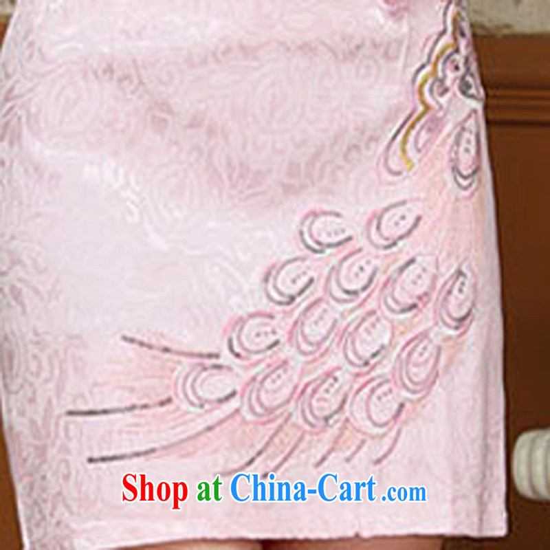 2015 summer edition Korea beauty and Stylish retro petal collar short-sleeve Chinese qipao, long dresses pink M, charm and Asia Pattaya (Charm Bali), online shopping