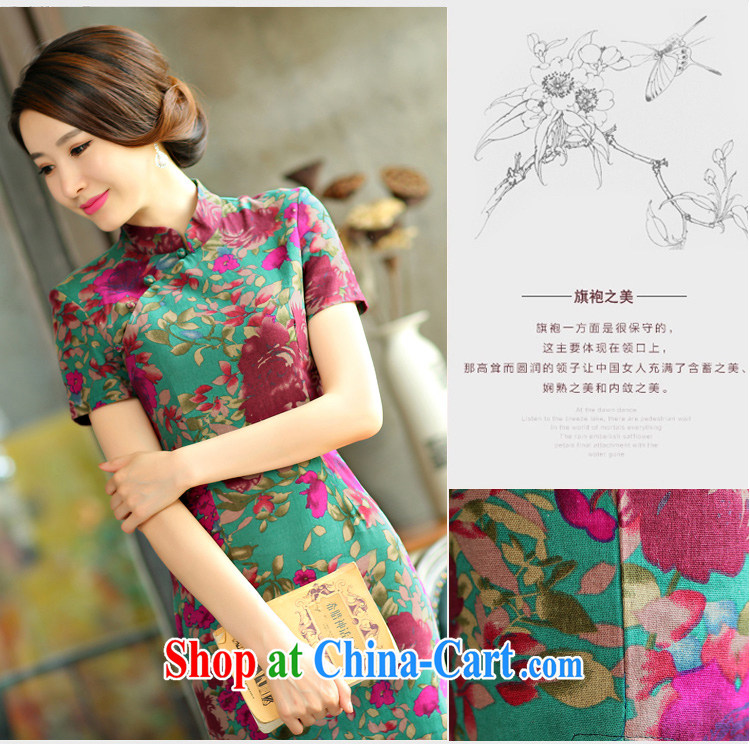 Yi Yi Lian Lian 2015 summer new retro beauty graphics thin short sleeves in the Code improved linen long cheongsam dress Green Maze 9008 M pictures, price, brand platters! Elections are good character, the national distribution, so why buy now enjoy more preferential! Health