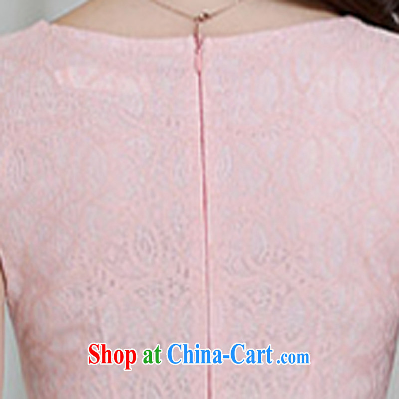 Hip Hop charm and Asia 2015 summer Korean beauty and stylish retro petal collar short-sleeved Chinese qipao, long dresses pink L, charm and Asia Pattaya (Charm Bali), online shopping