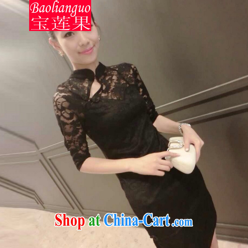 po lin Guo 2015 summer the European site fall on new lace beauty graphics thin cheongsam dress black, Pauline fruit (BAOLIANGUO), shopping on the Internet
