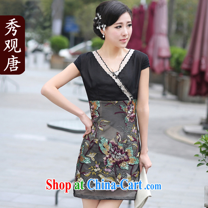 Cyd Ho Kwun Tong Xia Kiu Mei 2015 summer new lace dress dresses retro beauty V collar skirt M