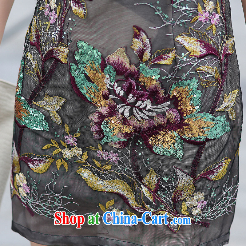 Cyd Ho Kwun Tong Xia Kiu Mei 2015 summer new lace dress dresses retro beauty V collar skirt M, Sau looked Tang, and shopping on the Internet