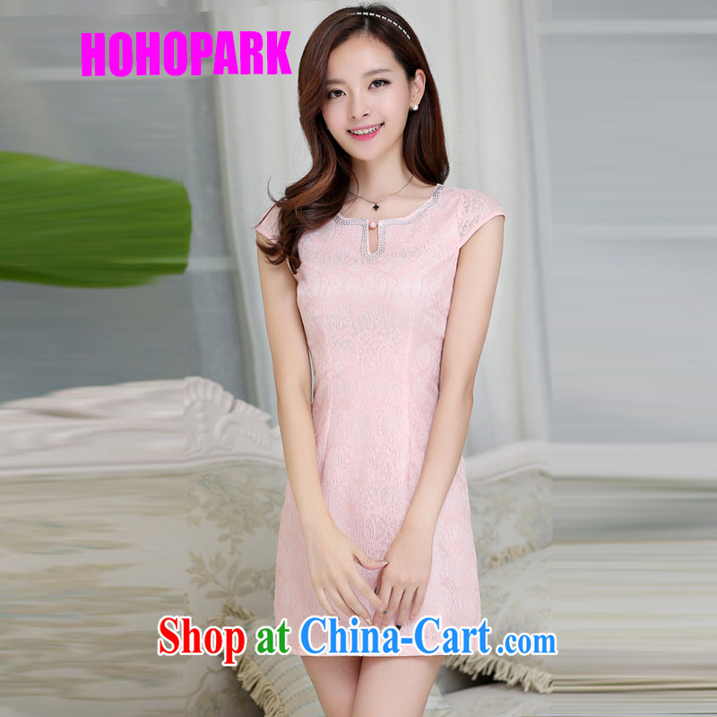 2015 summer new retro style decorated women in video thin style short-sleeved dresses package and robes further skirt girls 6870 A pink XXL, HOHOPARK, shopping on the Internet