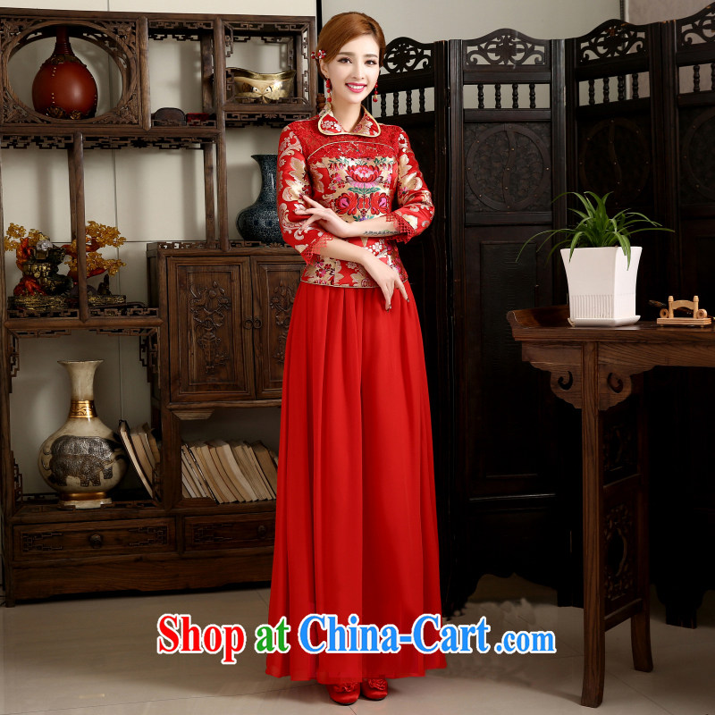 White first to approximately 2015 outfit new, improved fall and winter brides, stylish long-sleeved robes red Chinese bows serving long, red outfit is tailored to contact customer service, white first to some, shopping on the Internet