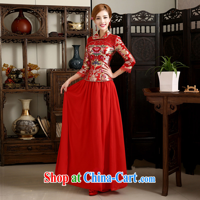 White first to approximately 2015 outfit new, improved fall and winter brides, stylish long-sleeved robes red Chinese bows serving long, red outfit is tailored to contact customer service, white first to some, shopping on the Internet