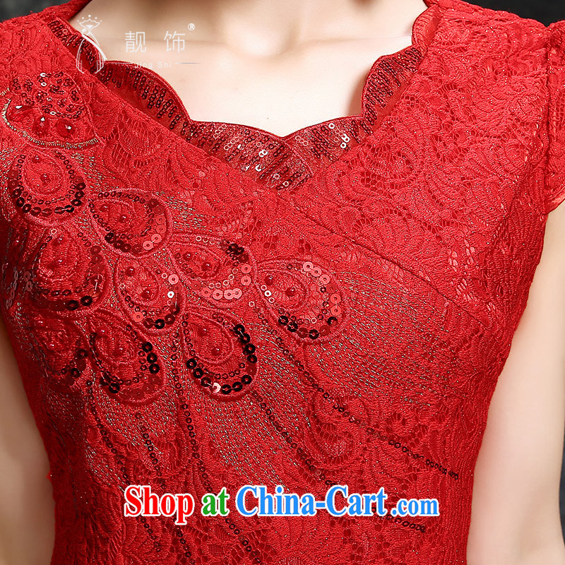 Beautiful ornaments 2015 New Red lace, dresses, summer red improved version cultivating lace short dresses bridal toast clothing Red. Contact customer service, beautiful ornaments JinGSHi), online shopping
