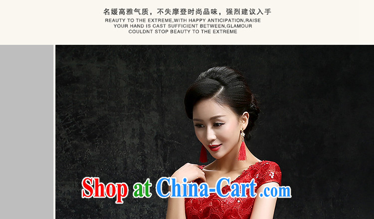 Beautiful ornaments 2015 New Red lace cheongsam stylish summer, improved version V collar cheongsam beauty lace short dresses bridal toast clothing Red. Contact customer service pictures, price, brand platters! Elections are good character, the national distribution, so why buy now enjoy more preferential! Health
