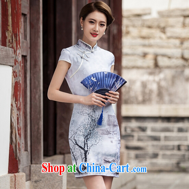 Card of 2015 in accordance with new painting classic short-sleeve cheongsam dress retro fashion China wind daily outfit pictures color S, pixel (kasuyi), shopping on the Internet