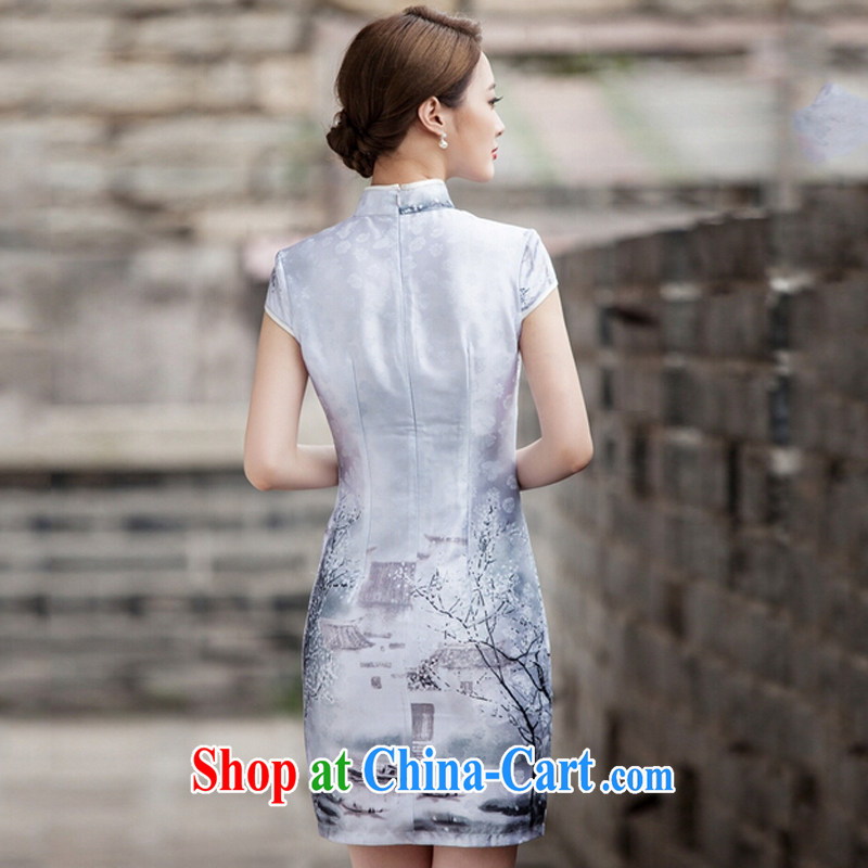Card of 2015 in accordance with new painting classic short-sleeve cheongsam dress retro fashion China wind daily outfit pictures color S, pixel (kasuyi), shopping on the Internet