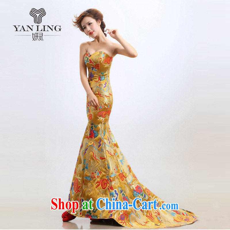 2015 new stars, with robes of the Dragon bride toast wedding dresses Evening Dress wedding show service yellow XL, her spirit, and that, on-line shopping