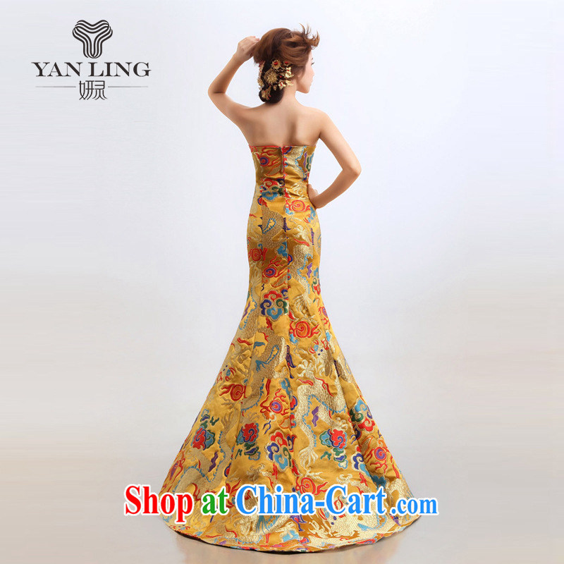 2015 new stars, with robes of the Dragon bride toast wedding dresses Evening Dress wedding show service yellow XL, her spirit, and that, on-line shopping