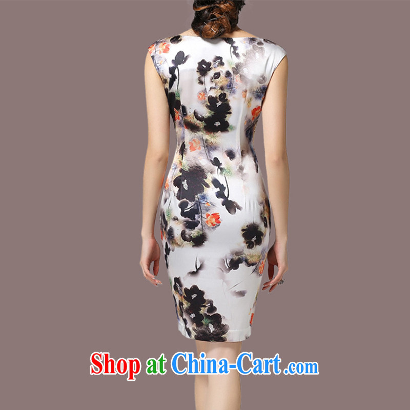The Soviet Union's 2015 women's clothing new summer beauty graphics thin ink stamp style the code dress white 3XL, logo, child care (huisuer), online shopping