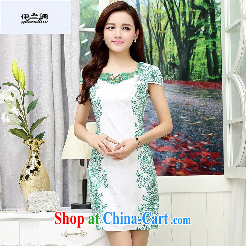9 month female * 2015 summer new Chinese classical beauty and elegant qipao BHSZM 1559 white and green XXL, Iraq, and, on-line shopping