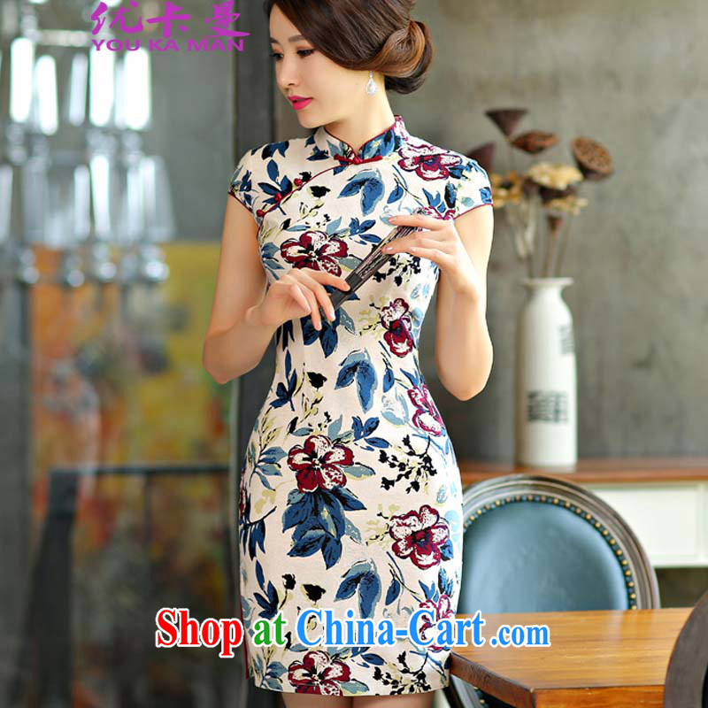 Optimize the Cayman 2015 new cheongsam dress summer basket stamp duty the retro improved cultivation, short-day outfit #9014 fancy XL, optimize the Cayman (YOUKAMAN), online shopping