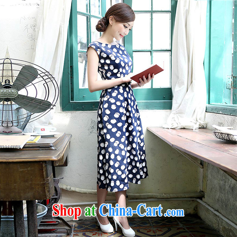 once and for all and fatally jealous Indus cotton China wind retro art van wave point dresses dresses ethnic wind sleeveless dresses blue XL, fatally jealous once and for all, and, on-line shopping