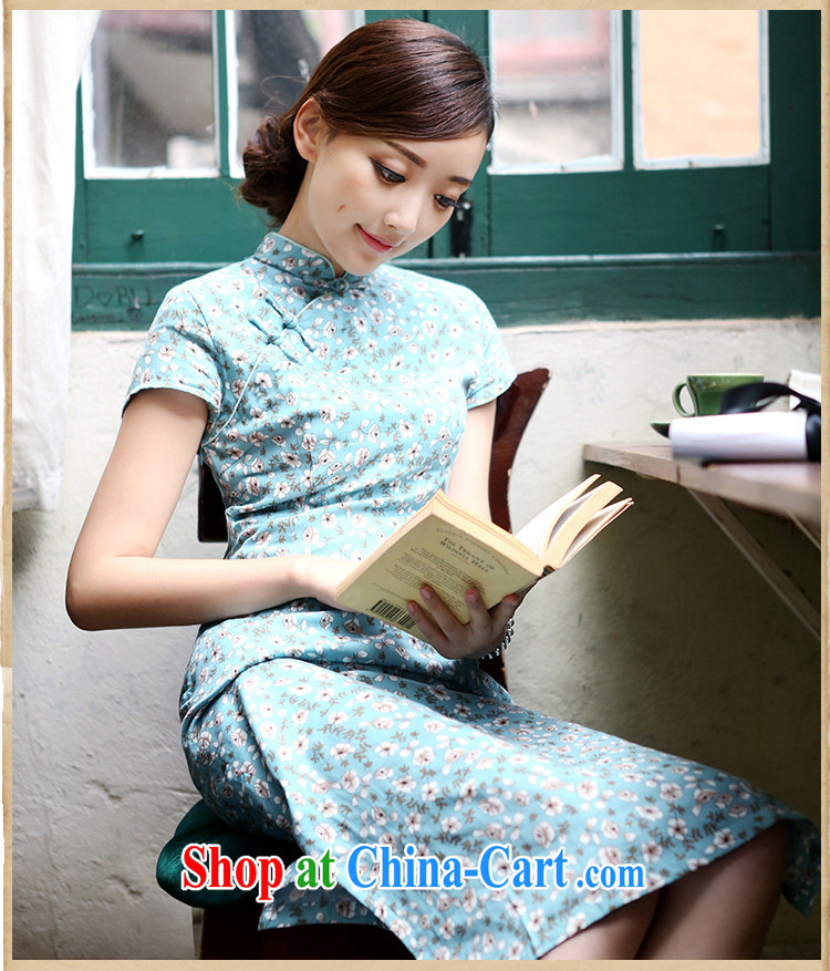 once and for all and fatally jealous pear cotton cheongsam dress spring 2015 improved stylish long cotton the cheongsam dress retro blue 2 XL pictures, price, brand platters! Elections are good character, the national distribution, so why buy now enjoy more preferential! Health
