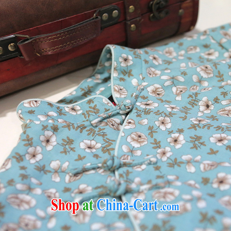 once and for all and fatally jealous pear cotton cheongsam dress spring 2015 improved stylish long cotton the cheongsam dress retro blue 2 XL, fatally jealous once and for all, and, on-line shopping
