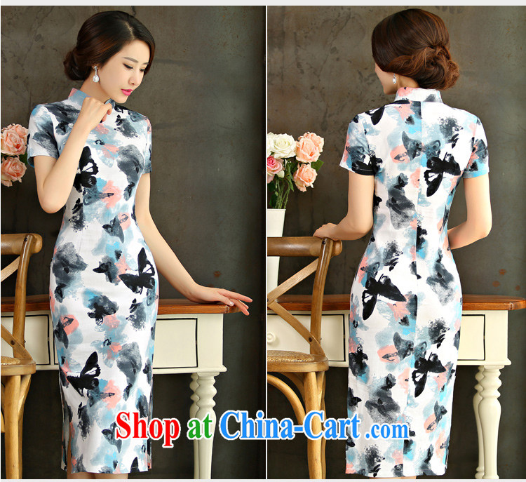 Optimize the Cayman 2015 spring and summer beauty retro graphics thin short sleeves in the Code improved linen long cheongsam dress 9007 #blue L pictures, price, brand platters! Elections are good character, the national distribution, so why buy now enjoy more preferential! Health