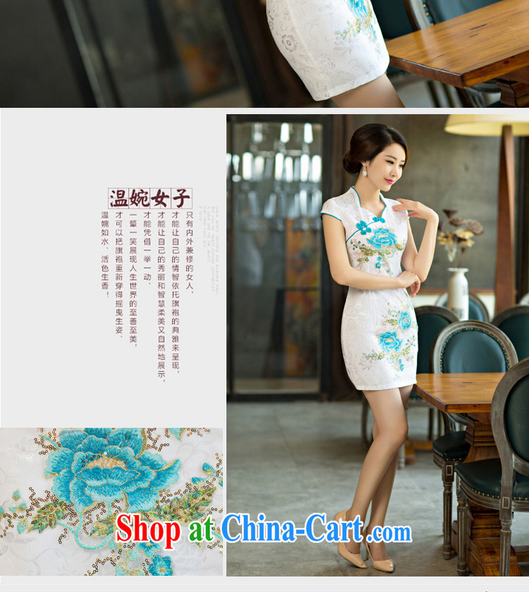 Fragrant snow terrace summer 2015 new daily qipao dresses short dresses summer improved the Code women serving toast X 002 blue flower XXL pictures, price, brand platters! Elections are good character, the national distribution, so why buy now enjoy more preferential! Health