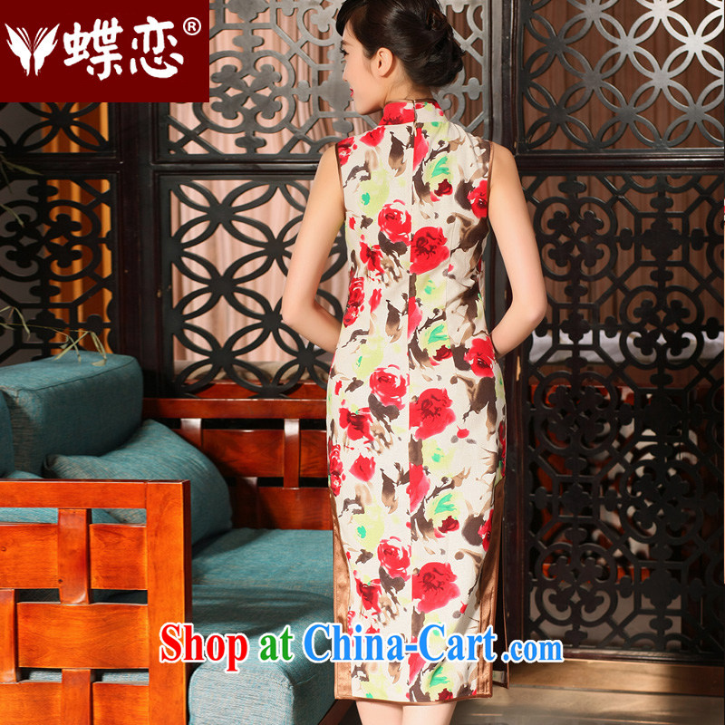 2015 spring and summer new improved stylish long cheongsam dress daily retro cotton the cheongsam rose XXL, Butterfly Lovers, shopping on the Internet