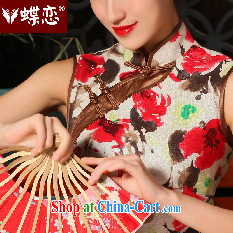 2015 spring and summer new improved stylish long cheongsam dress daily retro cotton the cheongsam rose XXL, Butterfly Lovers, shopping on the Internet
