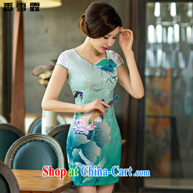 Fragrant snow terrace summer 2015 new upscale attire dresses Lotus the gradient improved fashion cheongsam X 003 green XXL, fragrant snow terrace, shopping on the Internet