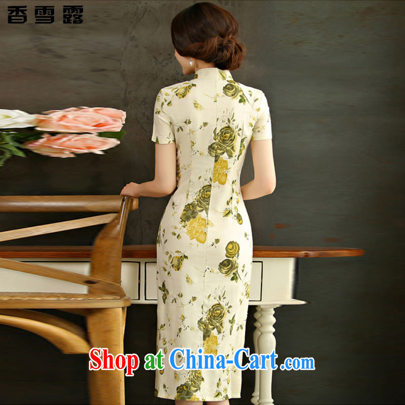 Fragrant snow terrace summer 2015 new retro beauty graphics thin short sleeves in the Code improved linen long cheongsam dress X 007 XXL Huangmei Opera, Champs Elysees snow terrace, shopping on the Internet