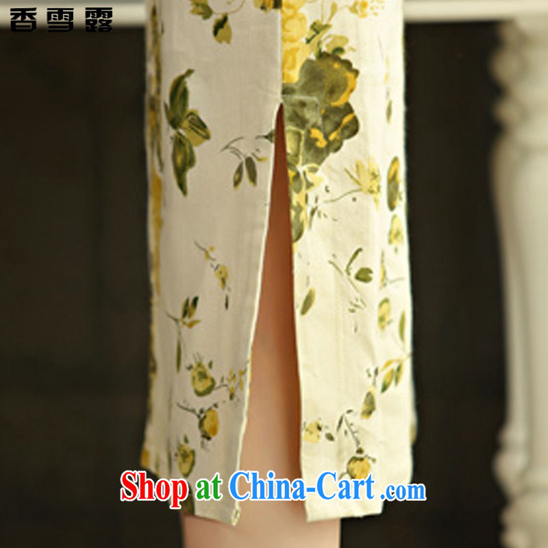 Fragrant snow terrace summer 2015 new retro beauty graphics thin short sleeves in the Code improved linen long cheongsam dress X 007 XXL Huangmei Opera, Champs Elysees snow terrace, shopping on the Internet