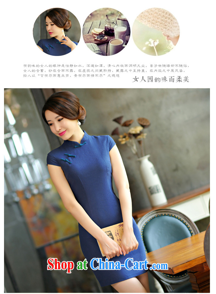 Fragrant snow terrace summer 2015 New Solid Color simplicity of Korea arts-cultivating improved Chinese Dress X 008 dark blue XXL pictures, price, brand platters! Elections are good character, the national distribution, so why buy now enjoy more preferential! Health