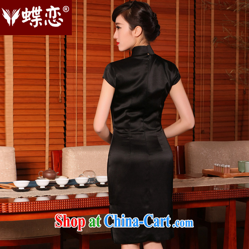 Butterfly Lovers 2015 spring and summer new retro Silk Cheongsam dress stylish improved daily short-sleeved qipao 54,234 Black - pre-sale 7 days XXL, Butterfly Lovers, shopping on the Internet