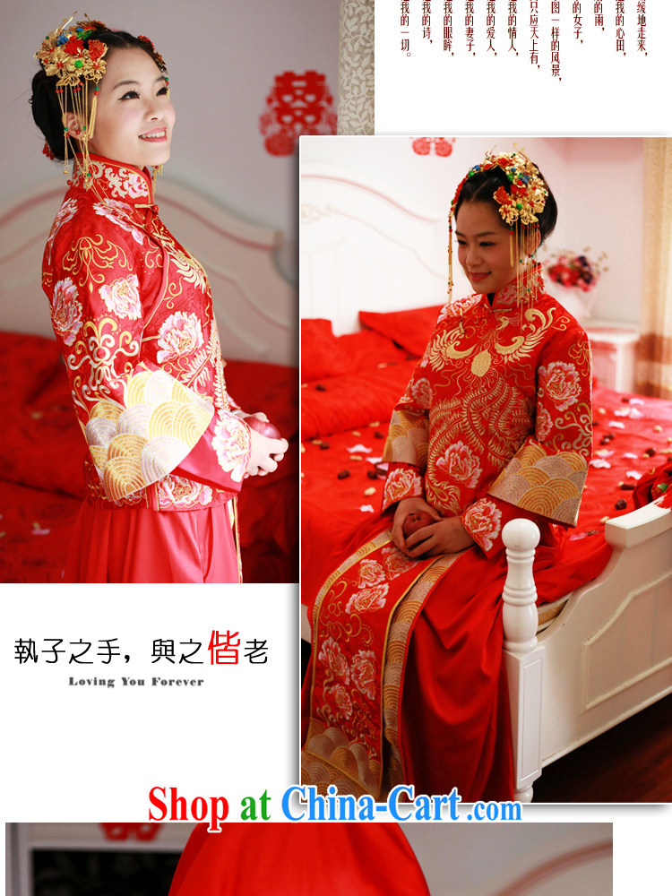 man she married Yi Chinese dragon use Su-wo service new spring and summer bridal wedding dresses antique toast clothing-soo and red embroidery Chinese qipao wedding costumes red XL pictures, price, brand platters! Elections are good character, the national distribution, so why buy now enjoy more preferential! Health