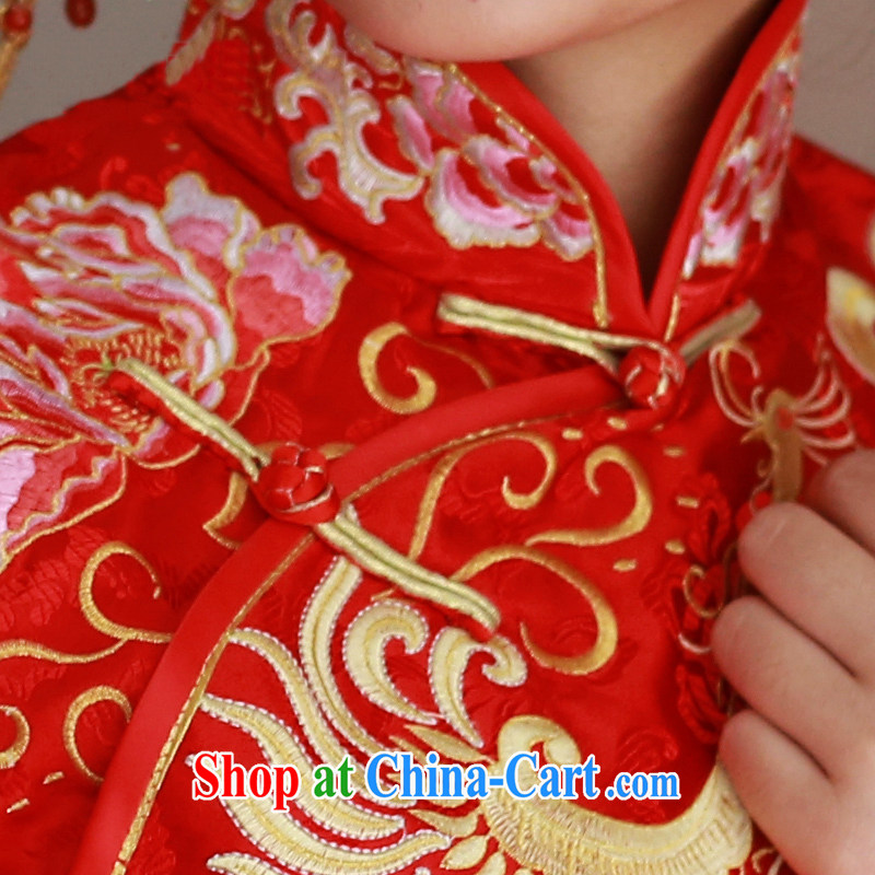 man she married Yi Chinese dragon use Su-wo service new spring and summer bridal wedding dresses antique toast clothing-soo and red embroidery Chinese qipao wedding costumes red XL, diffuse Connie married Yi, shopping on the Internet