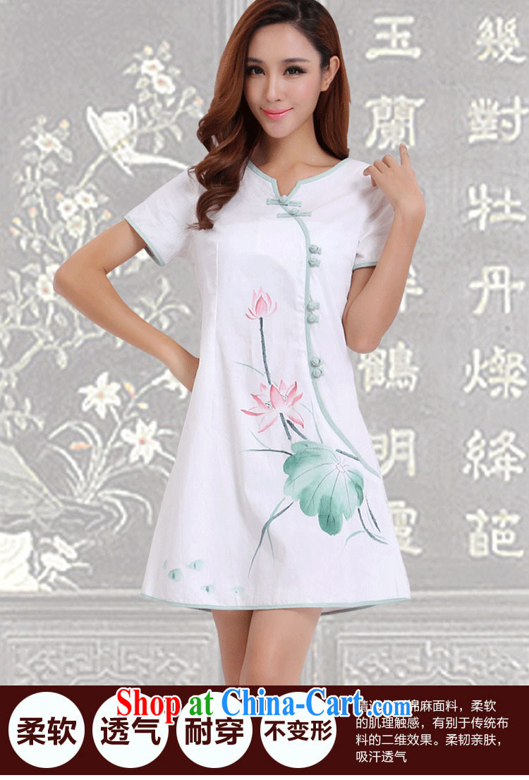 Energy, Philip Li 2015 summer new improved Han-ethnic wind cotton Ma hand-painted cheongsam dress girls white XXL pictures, price, brand platters! Elections are good character, the national distribution, so why buy now enjoy more preferential! Health