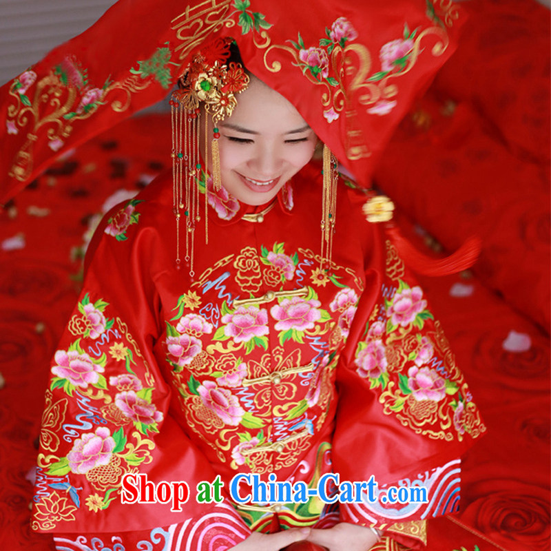 Animated Anne married Yi bride Chinese traditional wedding red lid bridal cover head-cover-hi, scarf, emulation, flow, and red head yarn red, diffuse Connie married Yi, shopping on the Internet