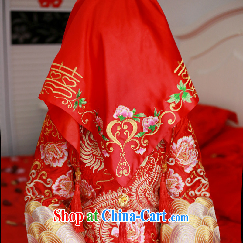 Animated Anne married Yi bride Chinese traditional wedding red lid bridal cover head-cover-hi, scarf, emulation, flow, and red head yarn red, diffuse Connie married Yi, shopping on the Internet