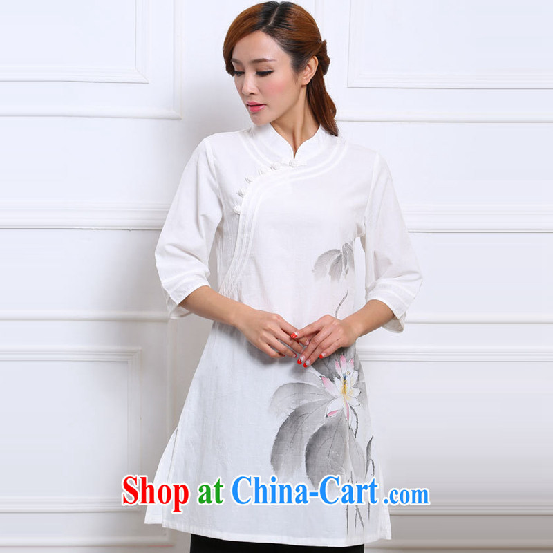 Energy Mr. Philip Li painting China wind stretches the girl T-shirt, long Tang is improved, served white XL, energy, Philip Li (mode file), and, on-line shopping