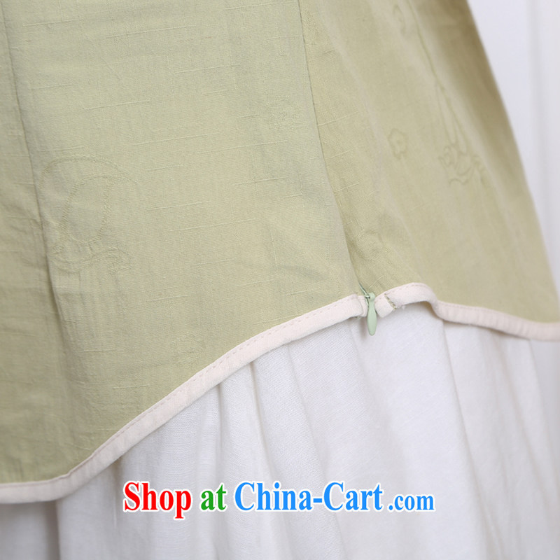 Energy Mr. Philip Li improved Han-female Chinese summer Chinese Ethnic Wind and fresh cotton the girl T-shirt green L, energy, Philip Li (mode file), and on-line shopping