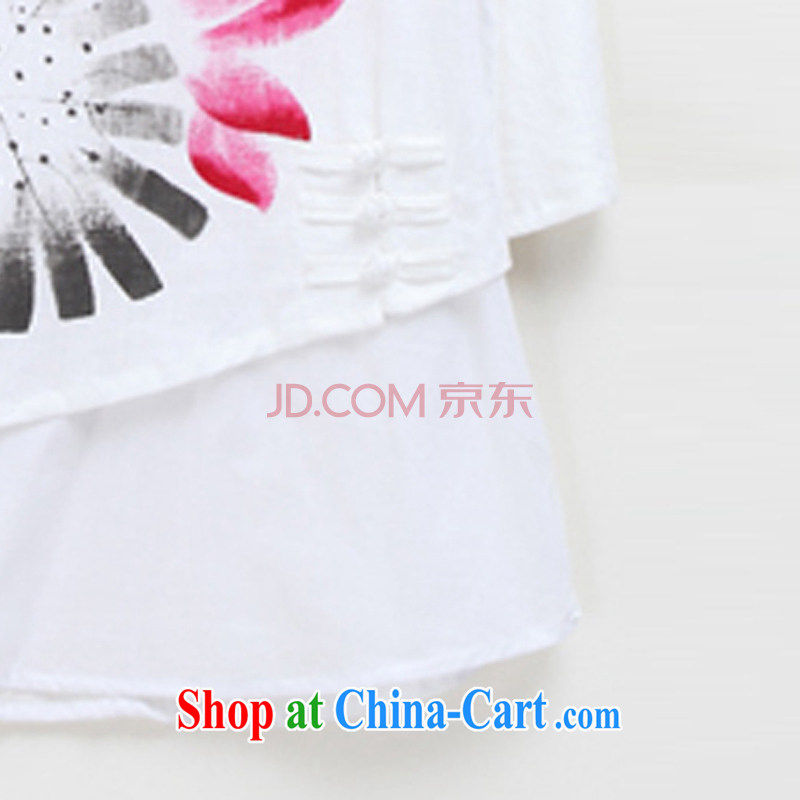 Energy Mr. Philip Li new female hand-painted stamp duty charge is false two retro Tang with improved Han-T-shirt white L, energy, Philip Li (mode file), and, on-line shopping