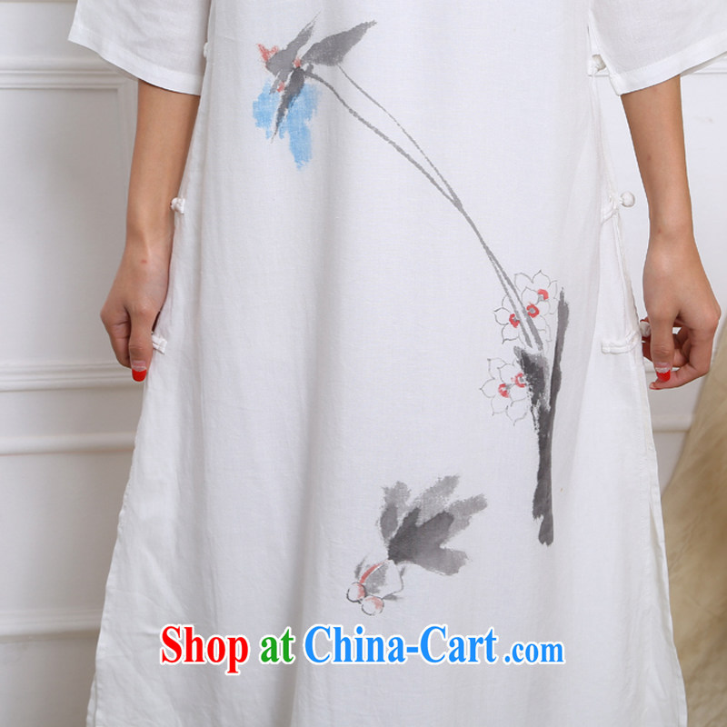 Energy Mr. Philip Li retro cotton the girl dresses national hand-painted water and ink improved Han-girl skirts white S, energy, Philip Li (mode file), and, on-line shopping