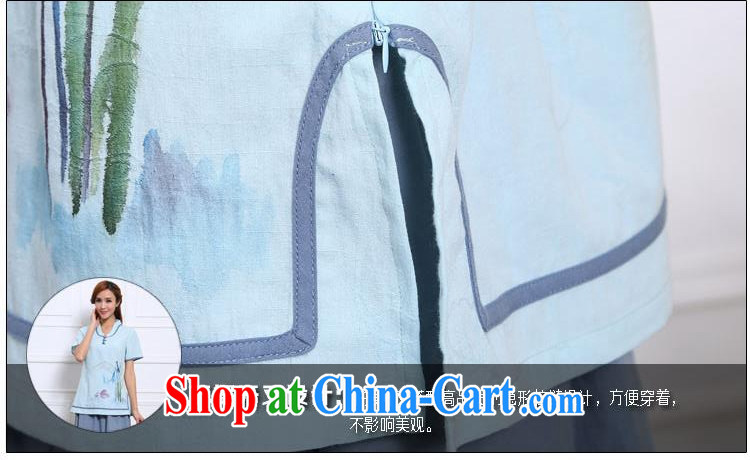 Energy, Philip Li 2015 summer new cotton Ma T-shirt female Chinese Chinese Ethnic Wind improved Han-light blue L pictures, price, brand platters! Elections are good character, the national distribution, so why buy now enjoy more preferential! Health