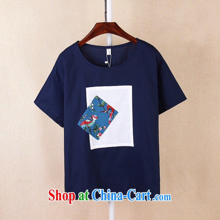 Energy, Philip Li new cotton the T-shirt art loose small fresh female short-sleeved round neck T-shirt dark blue L pictures, price, brand platters! Elections are good character, the national distribution, so why buy now enjoy more preferential! Health