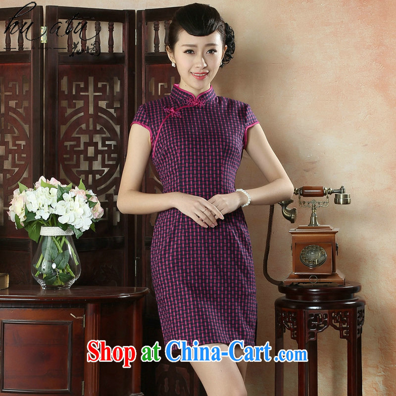 spend the summer new, qipao Chinese improved, for a grid of Korea, elegant daily short cheongsam dress such as the color 2 XL, spend figure, and, shopping on the Internet