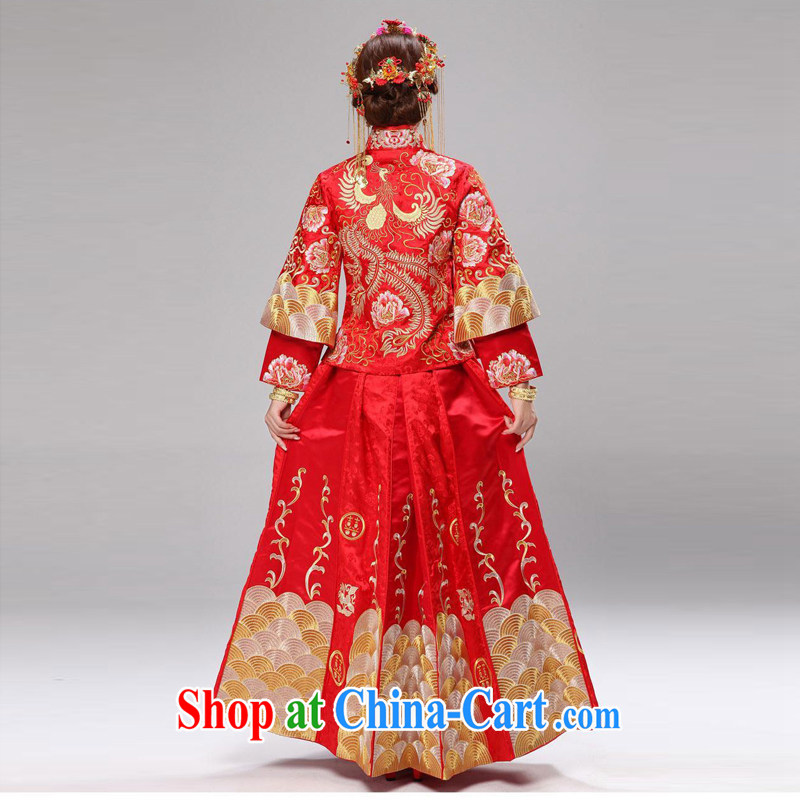 man she married Yi 2015 new high-end-su Wo service use phoenix embroidery married Yi bridal dresses Chinese wedding dress costumes toast clothing gold and silver thread and skirt red XXXL, diffuse Connie married Yi, on-line shopping