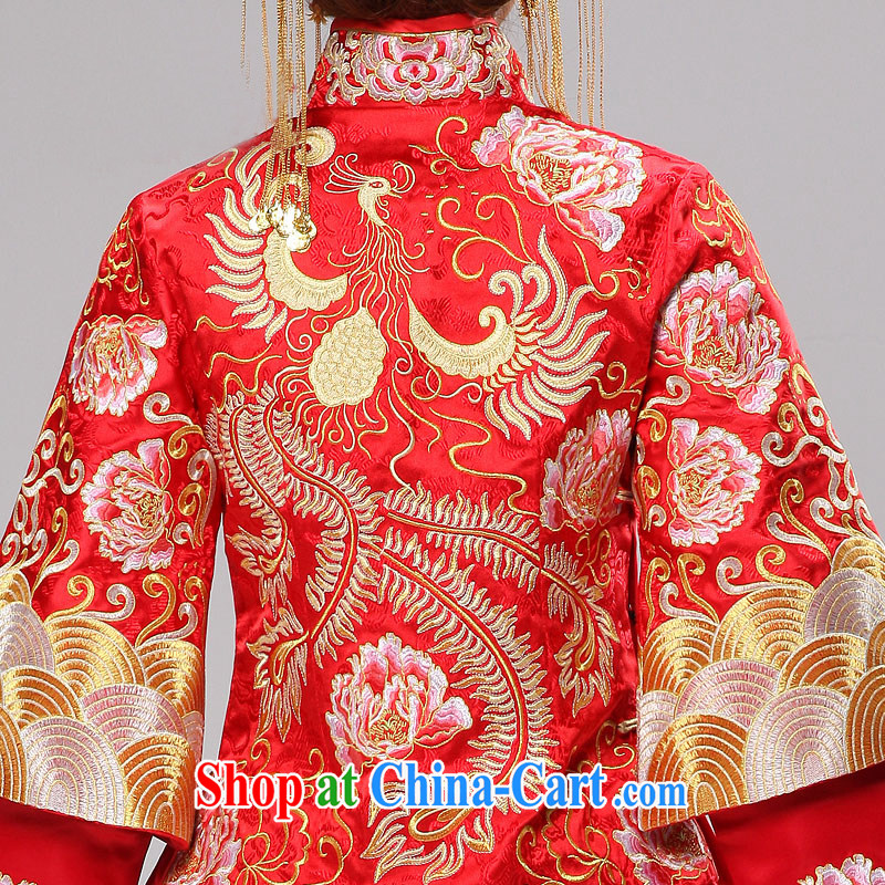 man she married Yi 2015 new high-end-su Wo service use phoenix embroidery married Yi bridal dresses Chinese wedding dress costumes toast clothing gold and silver thread and skirt red XXXL, diffuse Connie married Yi, on-line shopping