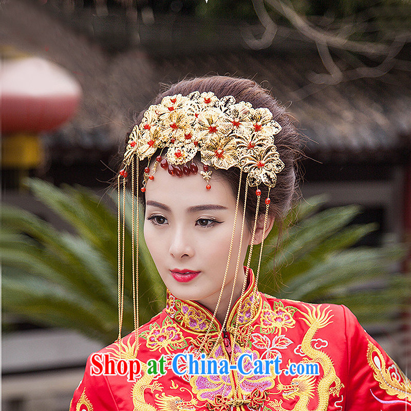 man she married Yi bridal jewelry costumes Bong-crown-su Wo kimono robes and ornaments Chinese national class comb Hair accessories the Kanzashi retro-decorated classic red and take flow, with gold ornaments, animated Anne married Yi, and shopping on the