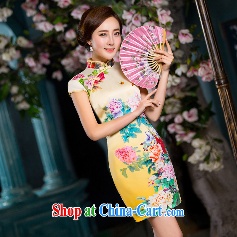 Dresses 2015 spring and summer with new, modern day improved short retro dresses beauty dress cheongsam dress female yellow getting cuter, Jing Hai dreams married Yi, shopping on the Internet