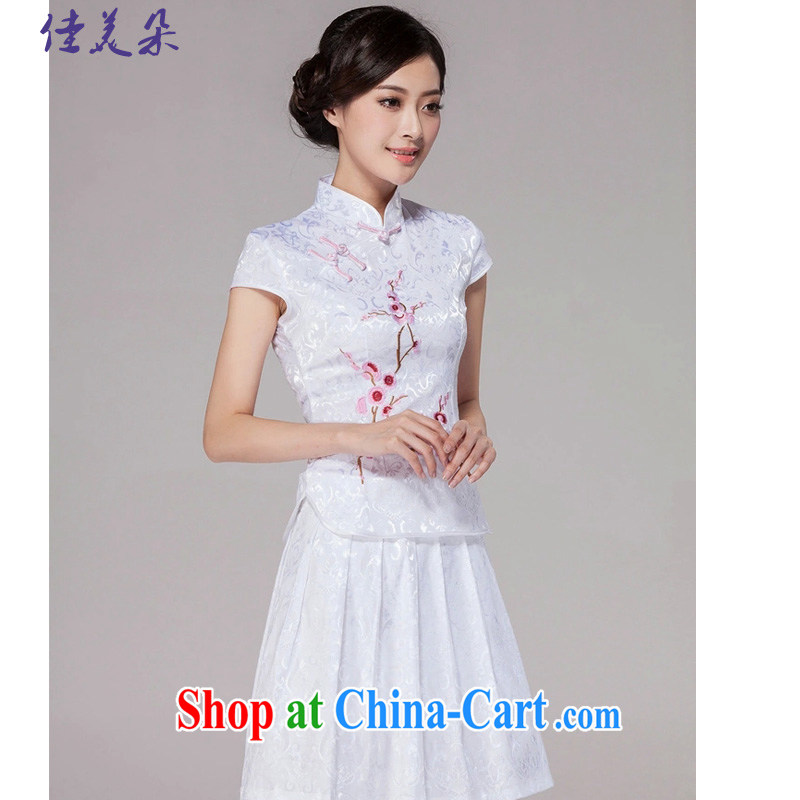 Good and flower 2015 spring and summer new female Chinese qipao day dresses high-end retro style two-part kit 1125 #pink XL, good Flower (JIA MEI DUO), online shopping