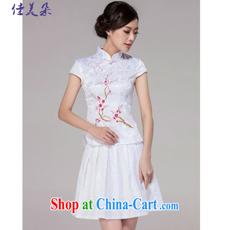 Good and flower 2015 spring and summer new female Chinese qipao day dresses high-end retro style two-part kit 1125 #pink XL, good Flower (JIA MEI DUO), online shopping